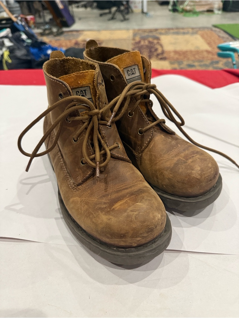 Caterpillar Brown Leather Lace-Up Moto Combat Boots